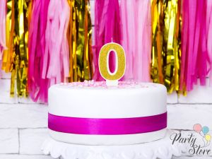 Свещ за рожден ден Номер 0, златисто, 7см