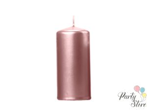 Свещ Pillar, металик, розово злато, 12x6cm 1бр