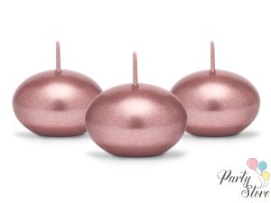 Плаваща свещ, металик, розово злато, 4 см