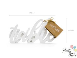 Дървен надпис Wish table, бял, 40x10см