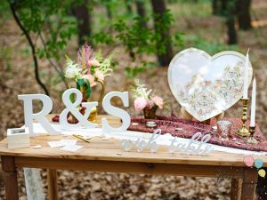 Дървен надпис Wish table, бял, 40x10см