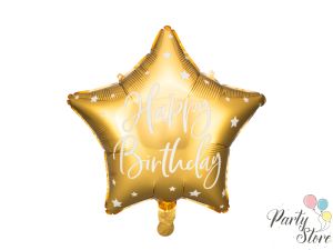 Фолиев балон Happy Birthday, 40 см, златен
