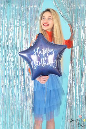 Фолиев балон Happy Birthday, 40см, тъмносин