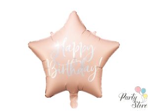 Фолиев балон Happy Birthday, 40 см, светло пудрово розов