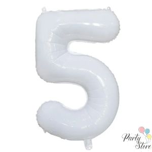 Фолиев балон цифра "5" бял 102 см. 