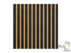 Салфетки Stripes, 33x33см, златни (1 пкт. / 20 бр.)