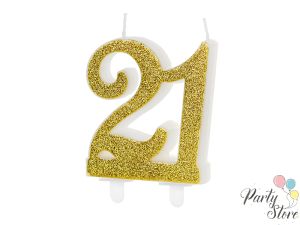 Свещ за рожден ден Номер 21 златисто 7.5см