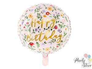 Фолиев балон Happy Birthday, 45 см, светло розов
