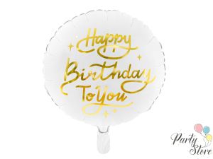 Фолиев балон Happy Birthday To You, 35см, бял