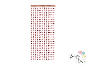 Парти завеса - Сърца, розово злато, 100x245см