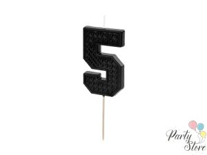 Свещ за рожден ден Номер 5, 6 см, черна