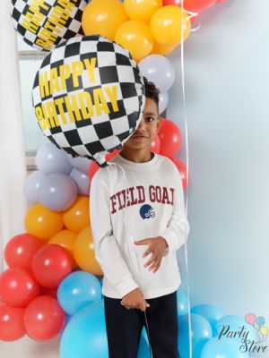 Фолиев балон Карирано знаме Happy Birthday, 45 см, микс