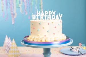 Свещи за рожден ден Happy Birthday, 2,5 см, бели (1 пкт. / 13 бр.)