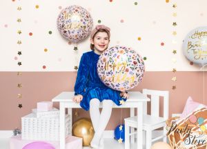Фолиев балон Happy Birthday, 45 см, светло розов