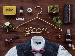 Метална закачалка Groom, златисто, 45x27см