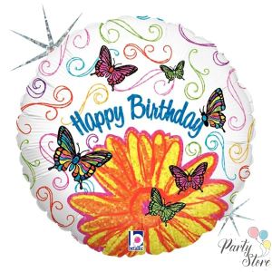 Балон „Happy Birthday-Арт пеперуди“ 18′