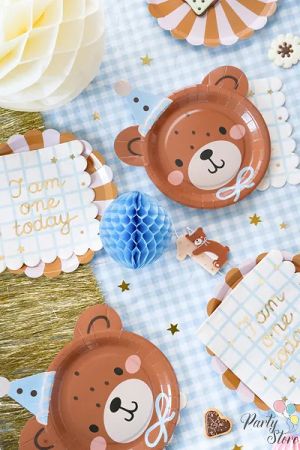 Салфетки I am one today Teddy Bear, бежови, 33x33 см (1 пакет / 12 бр.)