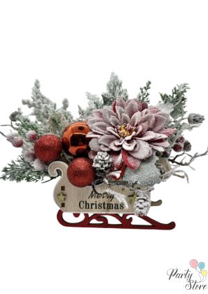 Коледна шейна с надпис "Merry Christmas" и коледна аранжировка