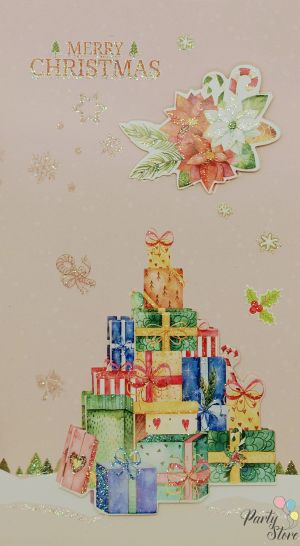 Картичка Merry Cristmas Подаръчна елха