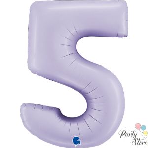 Фолиев балон цифра "5" - Сатенено лилав цвят (Люляк), 102 см