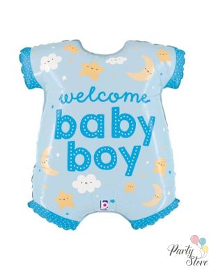 Фолиев балон „Боди Welcome Baby Boy“, 26 инча (66 см), Син
