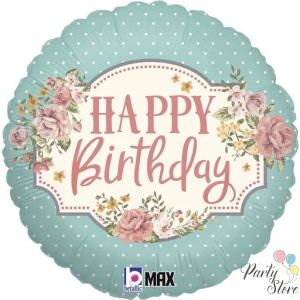 Фолиев балон „Vintage Birthday“, 18 инча (45 см),
