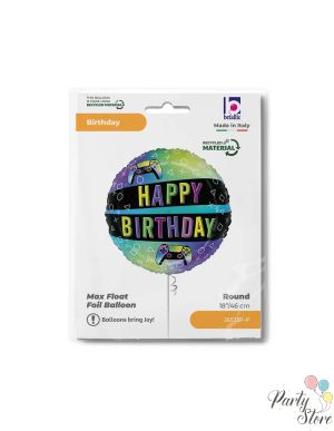 Фолиев балон “Happy Birthday – Gaming” – 18" / 46 см – Betallic